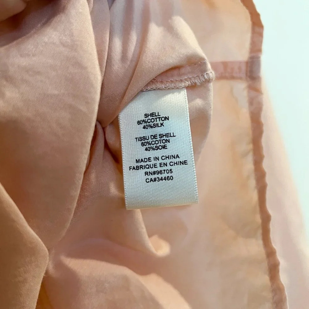 La Vie Rebecca Taylor Pink Silk Blend Balloon Sleeve Bow Button Down Blouse M - Picture 6 of 8